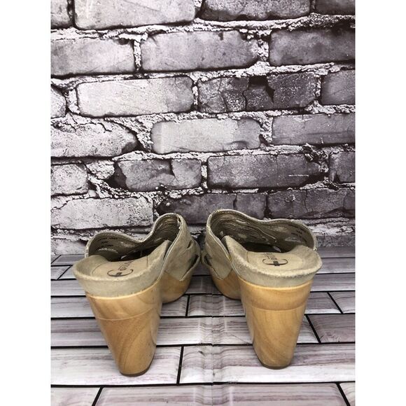 Earthies Tropez Taupe Suede Platform Slide Block Heel Sandals Women Sz 6.5B US - Picture 6 of 16
